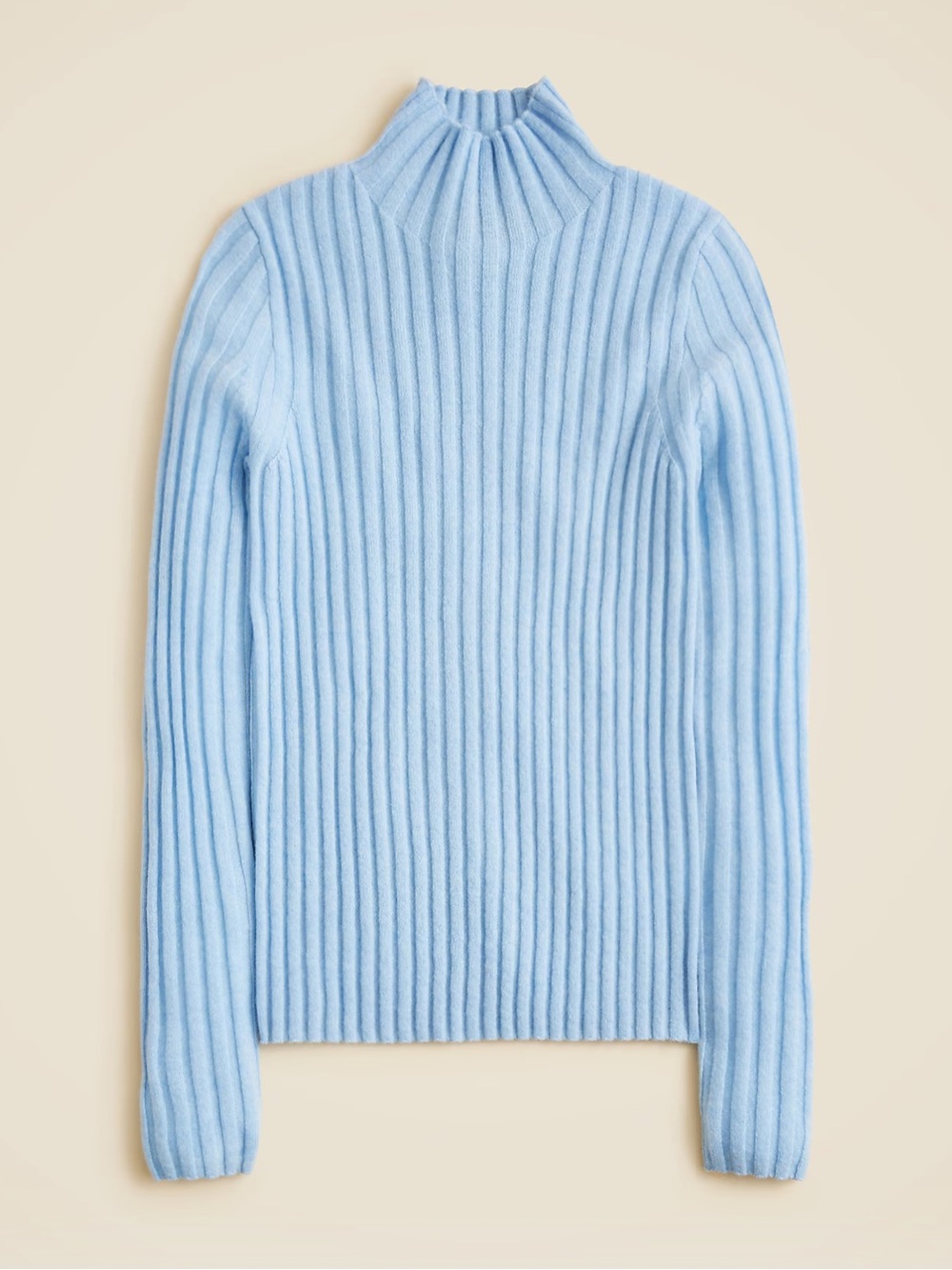 J. Crew NWT Wide Rib Cashmere Turtleneck Sweater in Heather River (Light Blue) M